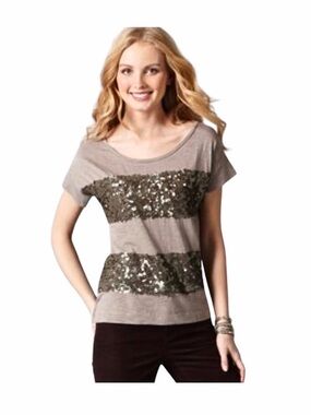 Ann Taylor LOFT Boxy Sequin SS Shirt